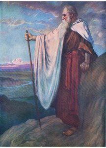 A morte de Moisés, do livro bíblico publicado por Thomas Nelson, c.1950 de English School